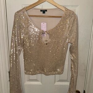 Wild Fable Gold Sequin Long Sleeve Top